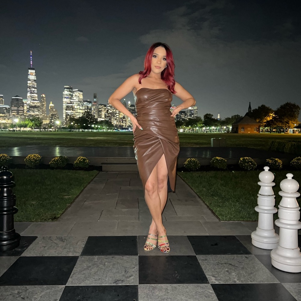Brown leather dress